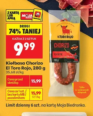Kiełbasa Chorizo El Toro Rojo promocja w Biedronka
