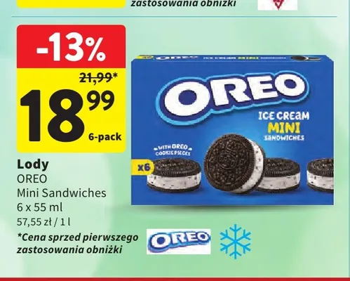 Lody Oreo Mini Sandwiches 6-pak promocja w Intermarche