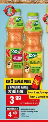 Sok Kubuś jabłko marchew banan 100% promocja w Chorten