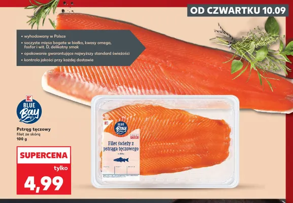 Pstrąg tęczowy filet ze skórą Blue Bay promocja w Kaufland