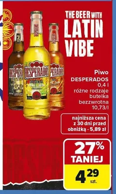 Piwo Desperados 0,4l promocja w Carrefour