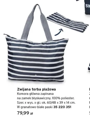 Zwijana torba plażowa w granatowo-białe paski promocja w Tchibo