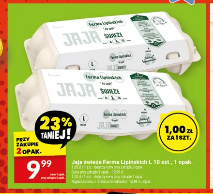 Jajka kurze świeże Ferma Lipińskich L promocja w Twój Market