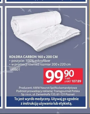 Kołdra Carbon 160x200 cm promocja w Selgros
