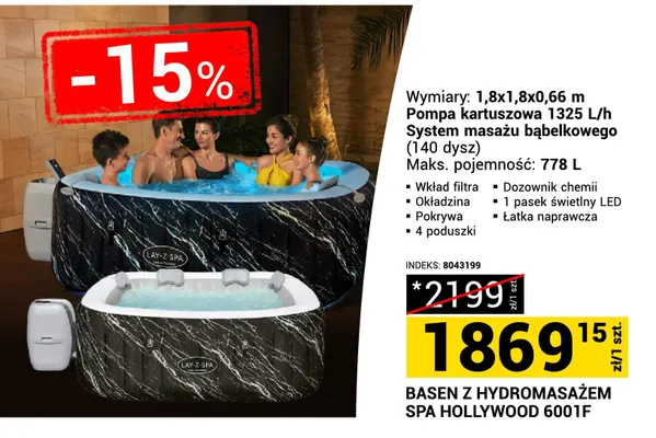 Basen z hydromasażem Spa Hollywood 6001F promocja w Merkury Market
