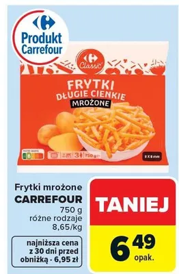 Frytki mrożone długie cienkie promocja w Carrefour