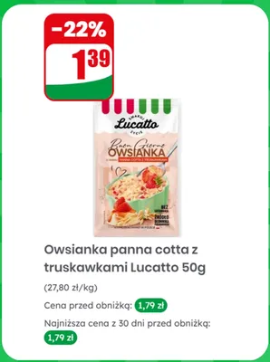 Owsianka panna cotta z truskawkami 50g promocja w Dino