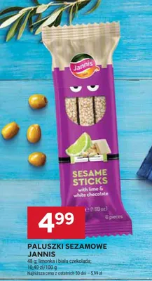 Paluszki sezamowe Jannis limonka i biała czekolada promocja w Stokrotka