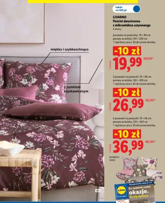 Pościel dwustronna z mikrowłókna satynowego 220x200 cm Livarno promocja w Lidl