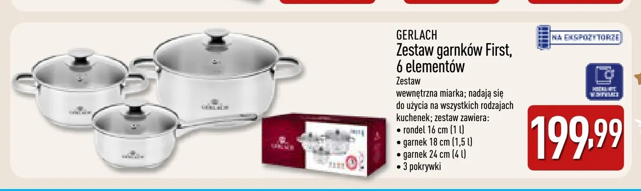 Zestaw garnków First 6 elementów Gerlach promocja w Aldi