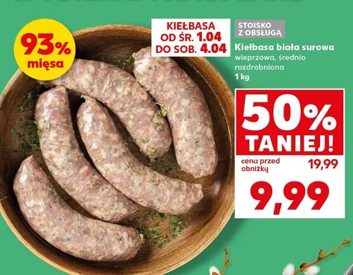 Kiełbasa biała surowa wieprzowo-średnio rozdrobniona promocja w Kaufland