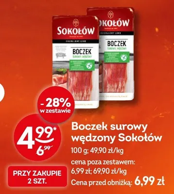Boczek surowy wędzony Sokołów promocja w Żabka