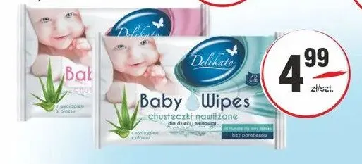 Chusteczki nawilżane Baby Wipes Delikato promocja w Sedal