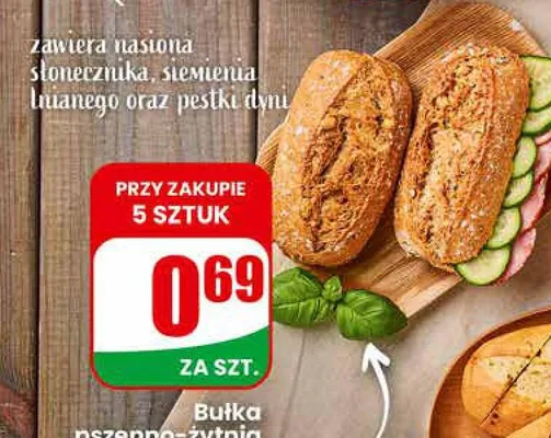 Bułka pszenno-żytnia z ziarnami promocja w Dino