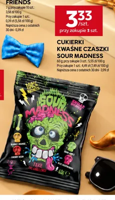 Cukierki kwaśne czaszki Sour Madness promocja w Stokrotka