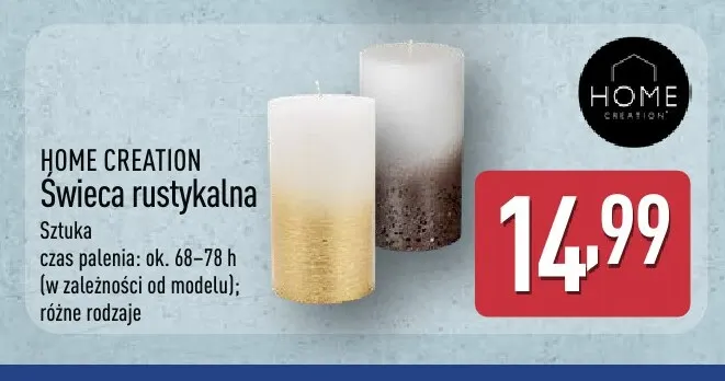 Świeca rustykalna Home Creation promocja w Aldi
