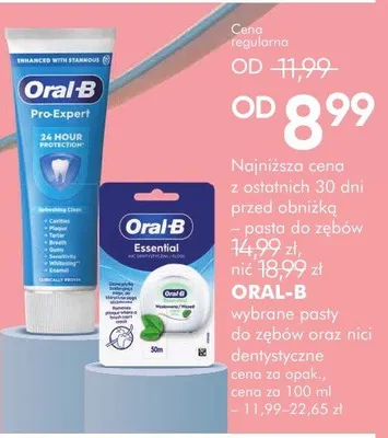 Wybrane pasty do zębów oraz nici dentystyczne Oral-B promocja w Super-Pharm