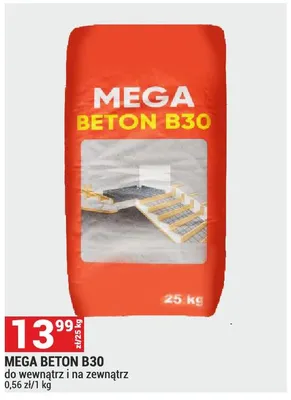 Mega Beton B30 do wewnątrz i na zewnątrz promocja w Merkury Market