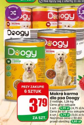 Mokra karma dla psa z wołowiną Doogy promocja w Dino