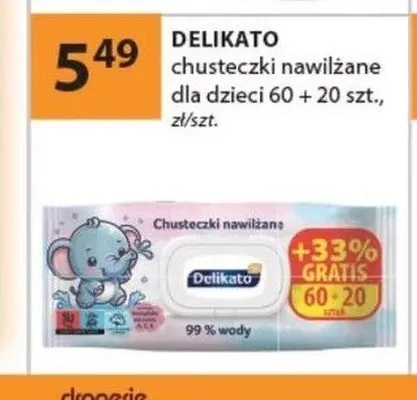 Chusteczki nawilżane dla dzieci Delikato promocja w Drogerie Laboo
