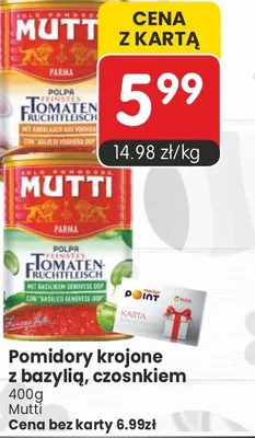 Pomidory krojone z bazylią, czosnkiem promocja w Market Point