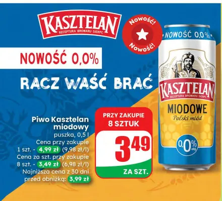 Piwo Kasztelan Miodowy promocja w Dino