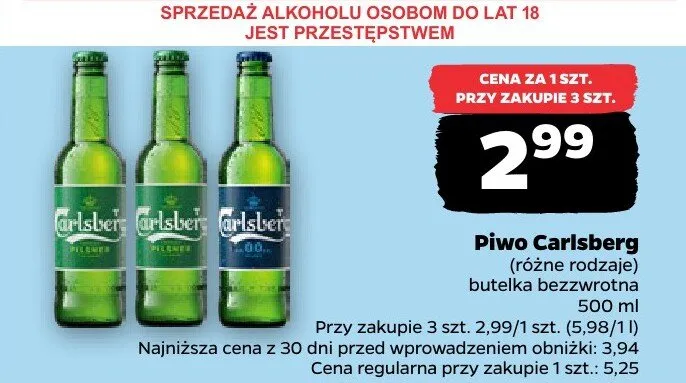 Piwo Carlsberg, różne rodzaje promocja w Netto