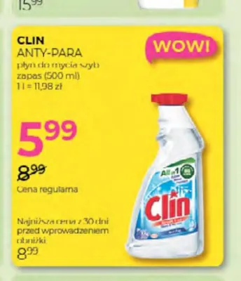 Płyn do mycia szyb zapas Clin Anty-Para promocja w Drogerie Jawa