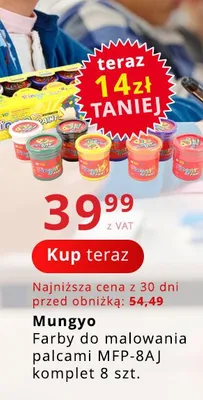 Farby do malowania palcami MFP-8AJ Mungyo komplet 8 szt. promocja w Poczta Polska