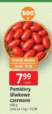 Pomidory śliwkowe czerwone promocja w Leclerc