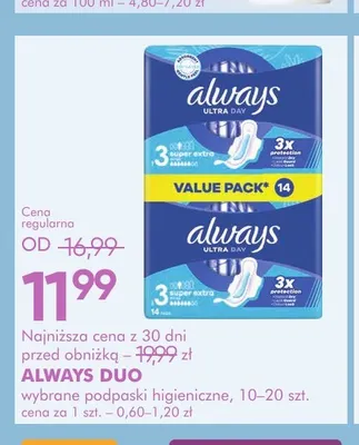 Podpaski higieniczne Always Duo promocja w Super-Pharm