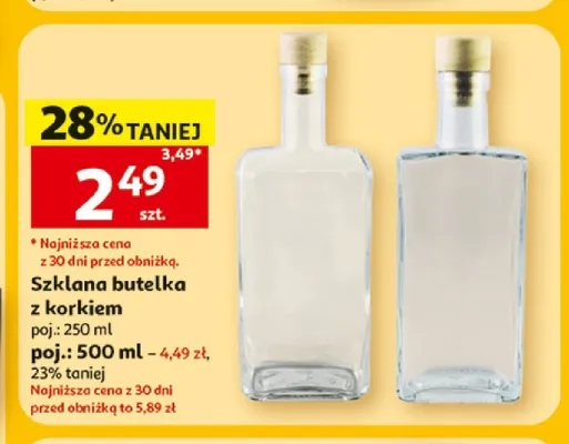 Szklana butelka z korkiem 250 ml promocja w Auchan