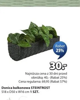 Donica balkonowa STEINTROST S18 x D50 x W16cm promocja w Jysk