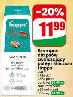 Szampon dla psów zwalczający pchły i kleszcze 250ml promocja w Dino
