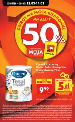 Ręcznik kuchenny Total absorption 3-warstwowy promocja w Biedronka