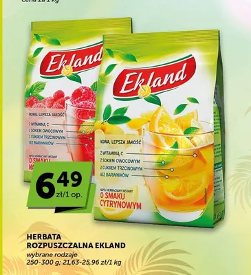 Herbata rozpuszczalna Ekland o smaku malinowym promocja w ABC