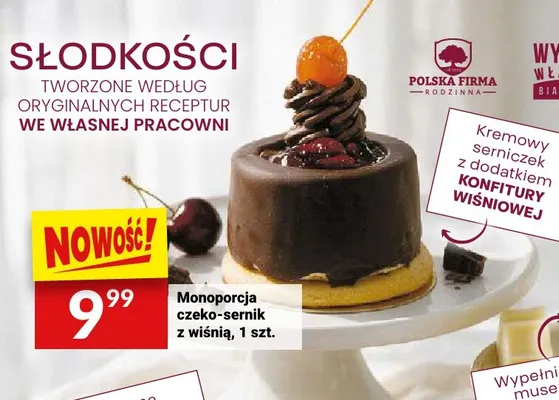 Monoporcja czeko-sernik z wiśnią Białecki promocja w Twój Market
