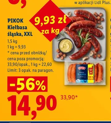 Kiełbasa śląska XXL Pikok promocja w Lidl