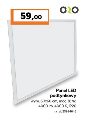 Panel LED podtynkowy Oro promocja w Bricoman