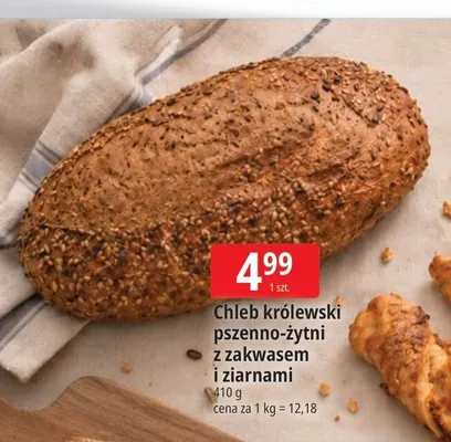 Chleb królewski pszenno-żytni z zakwasem i ziarnami promocja w Leclerc