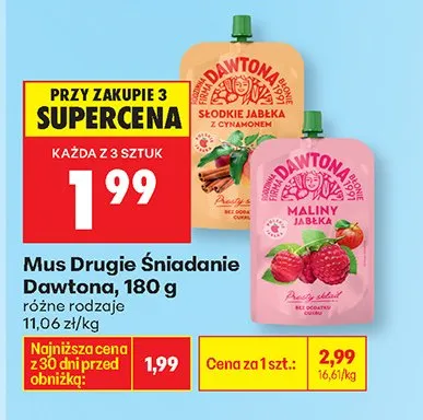 Mus Drugie Śniadanie Dawtona różne rodzaje 180g promocja w Biedronka