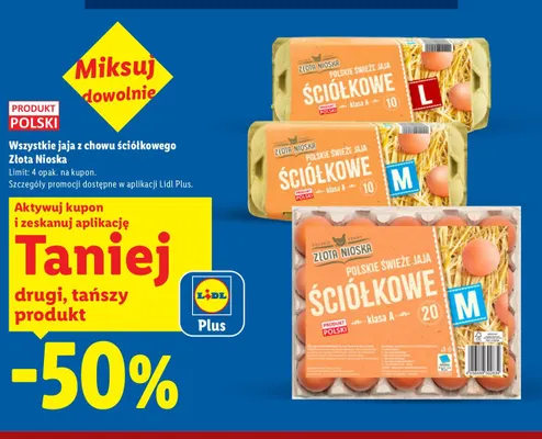 Jajka kurze z chowu ściółkowego L Złota Nioska promocja w Lidl