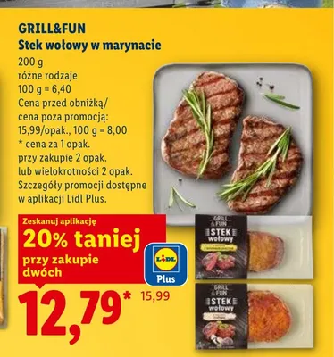 Stek wołowy w marynacie Grill&Fun promocja w Lidl