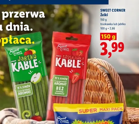Żelki Sweet Corner Jagtko Kable jabłkowe promocja w Lidl