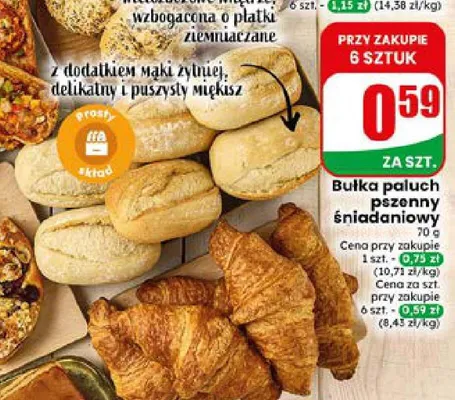 Bułka paluch pszenny śniadaniowy promocja w Dino