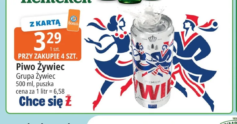 Piwo Żywiec Premium puszka 500ml promocja w Leclerc