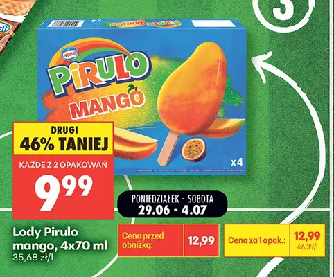 Lody Pirulo mango 4-pak 70 ml promocja w Biedronka