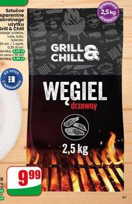 Węgiel drzewny Grill & Chill promocja w Dino