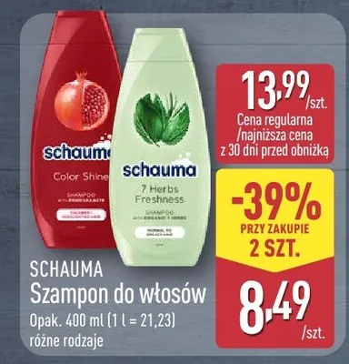 Szampon do włosów różne rodzaje Schauma promocja w Aldi