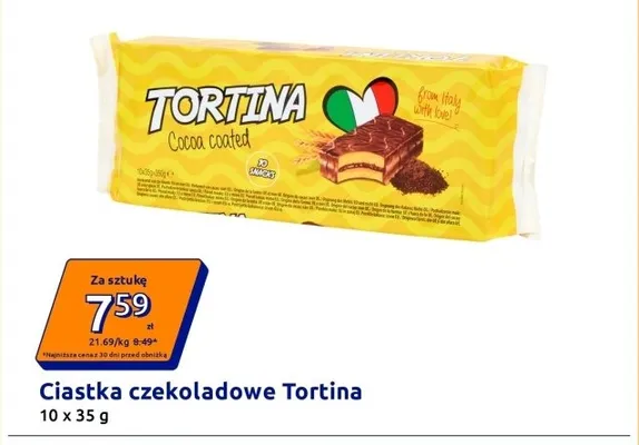 Ciastka czekoladowe Tortina 10-pak 35 g promocja w Action